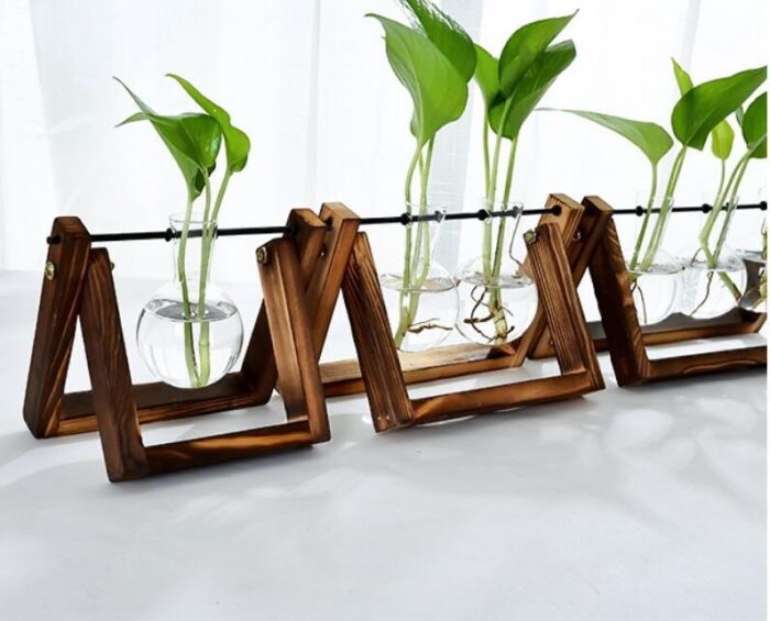 Urban Oasis Wood and Glass Tabletop Vase - Image 5