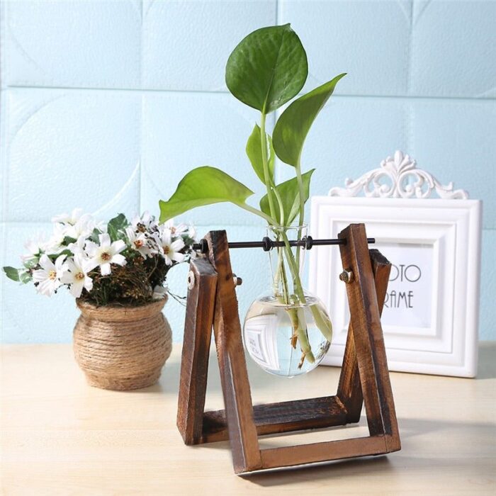 Urban Oasis Wood and Glass Tabletop Vase - Image 4