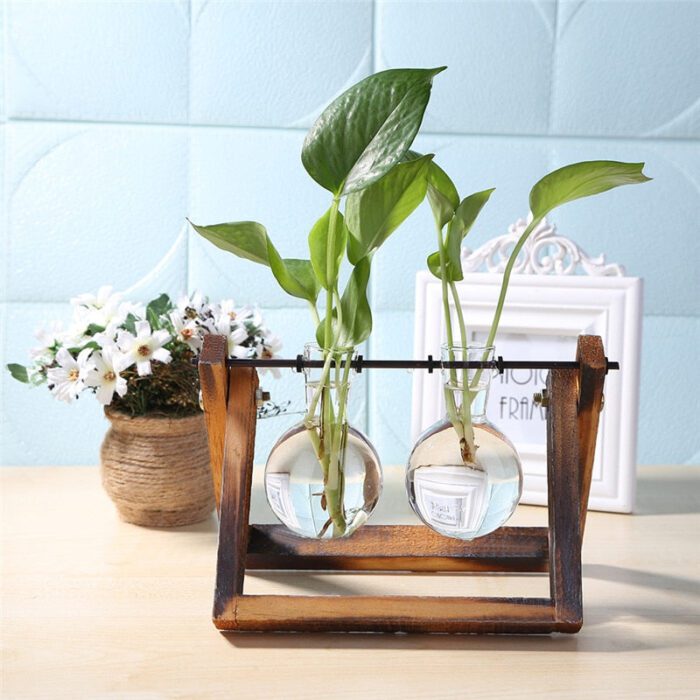 Urban Oasis Wood and Glass Tabletop Vase - Image 2