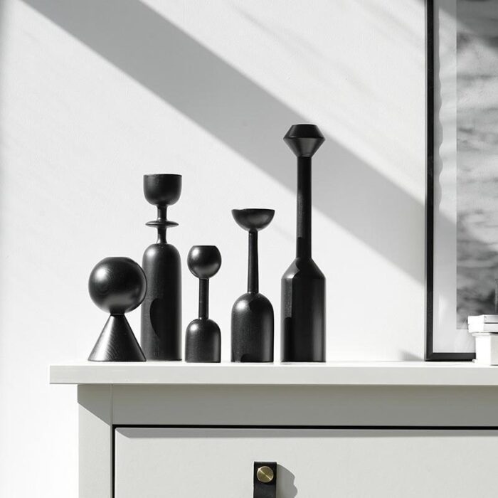 Scandinavian Noir Candle Holder Set - Image 2