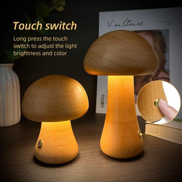 ForestGlow™ Wooden Mushroom LED Lamp - Image 3