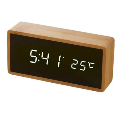 Bamboo Wood LED Alarm Clock