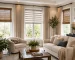 Elegant window treatments in a bright neutral living room