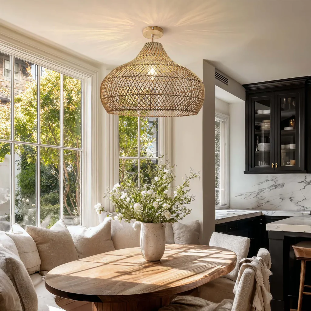 Flush mount rattan ceiling light ideas