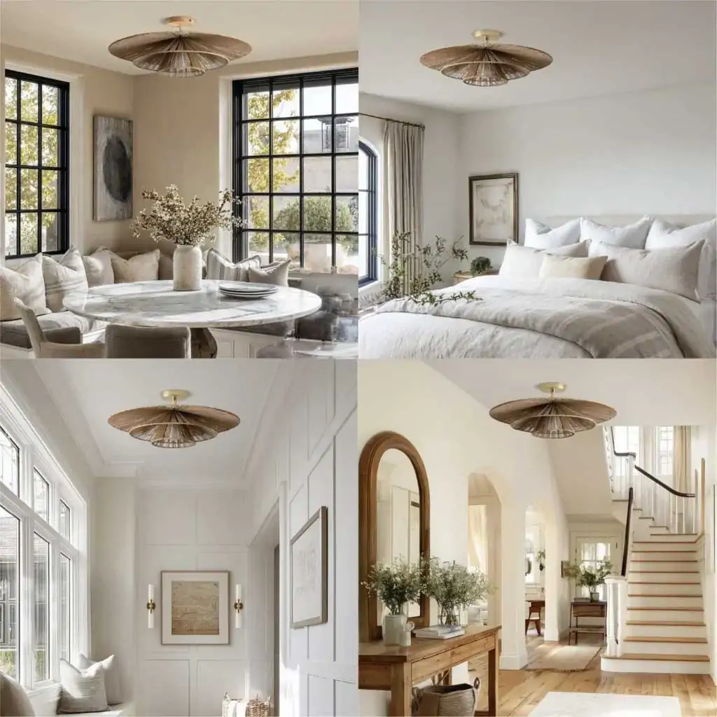 Flush mount rattan ceiling light ideas