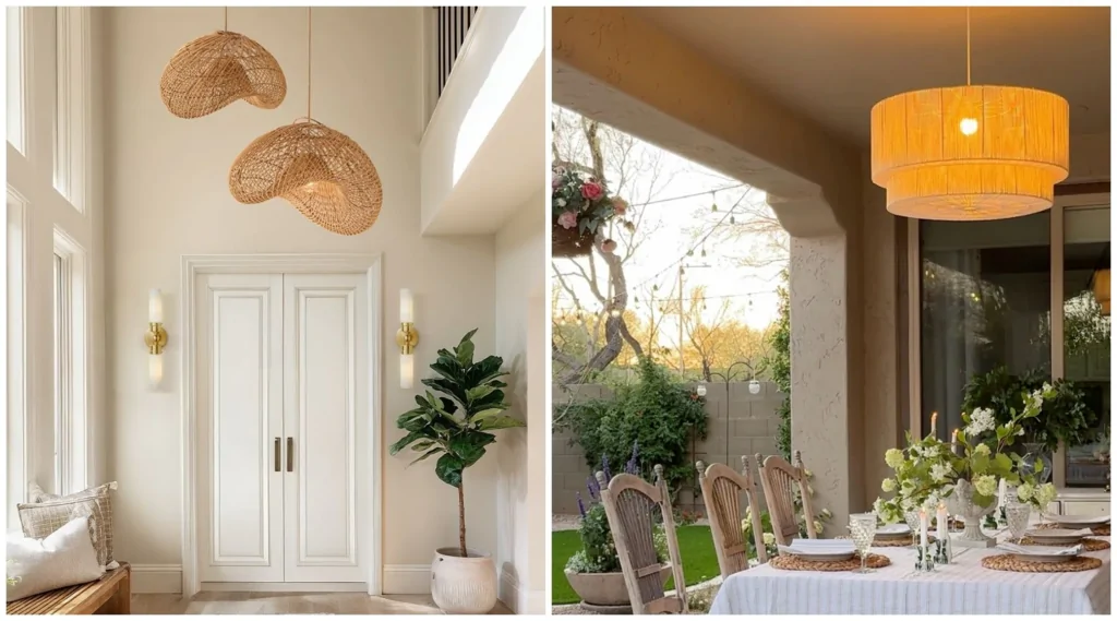 Flush mount rattan ceiling light ideas