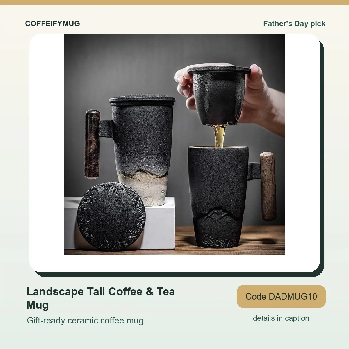 Tall coffee and tea mug shape example for a coffee corner