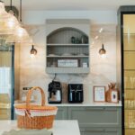 Built-in kitchen coffee station with appliances in a dedicated cabinet zone
