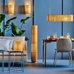 IKEA VARPTROSS bamboo lighting collection with pendant, floor, wall and table lamps