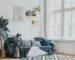 Textured throw blanket in a bright Scandinavian living room