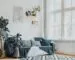 Textured throw blanket in a bright Scandinavian living room