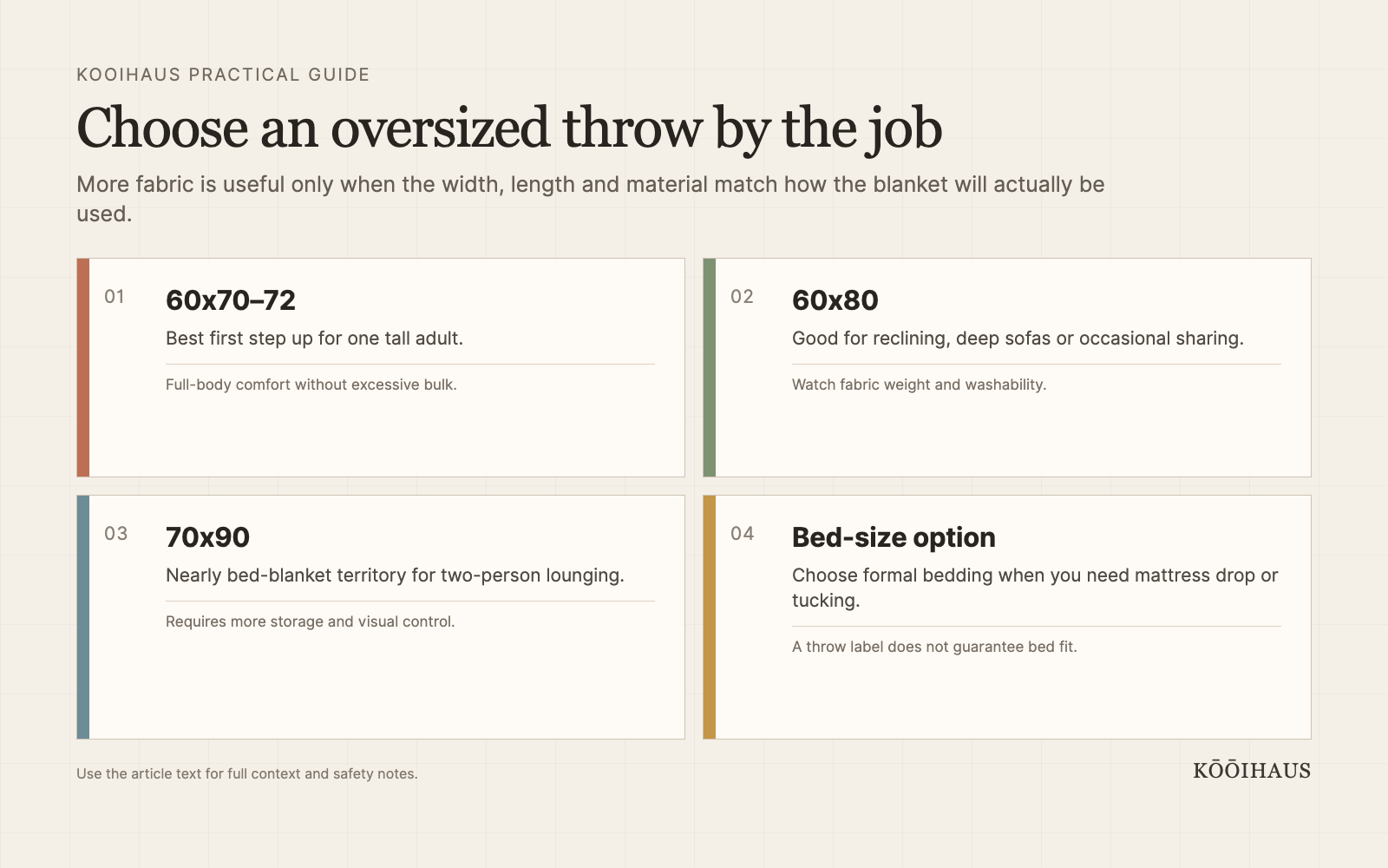 Choose an oversized throw by the job