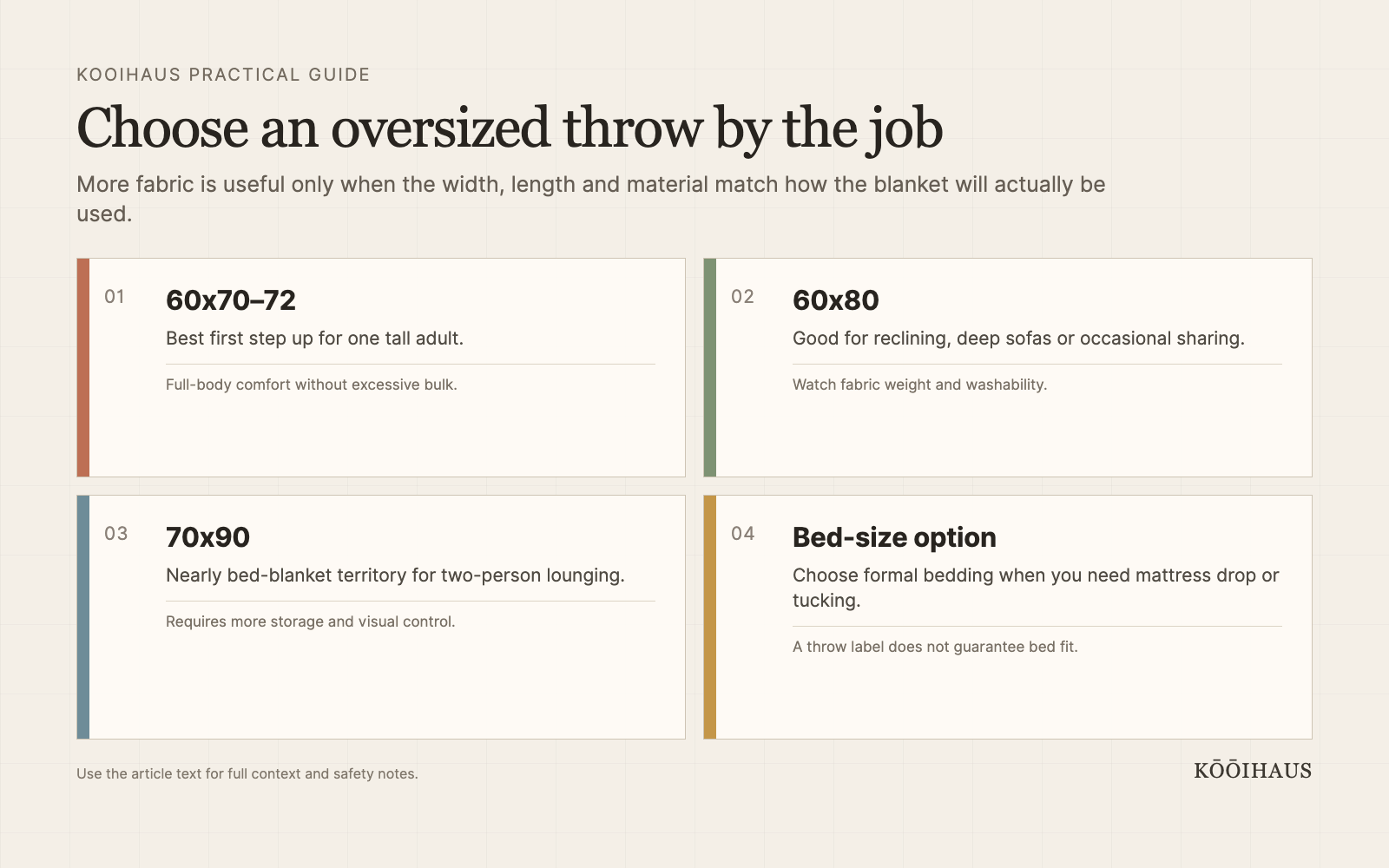 Choose an oversized throw by the job