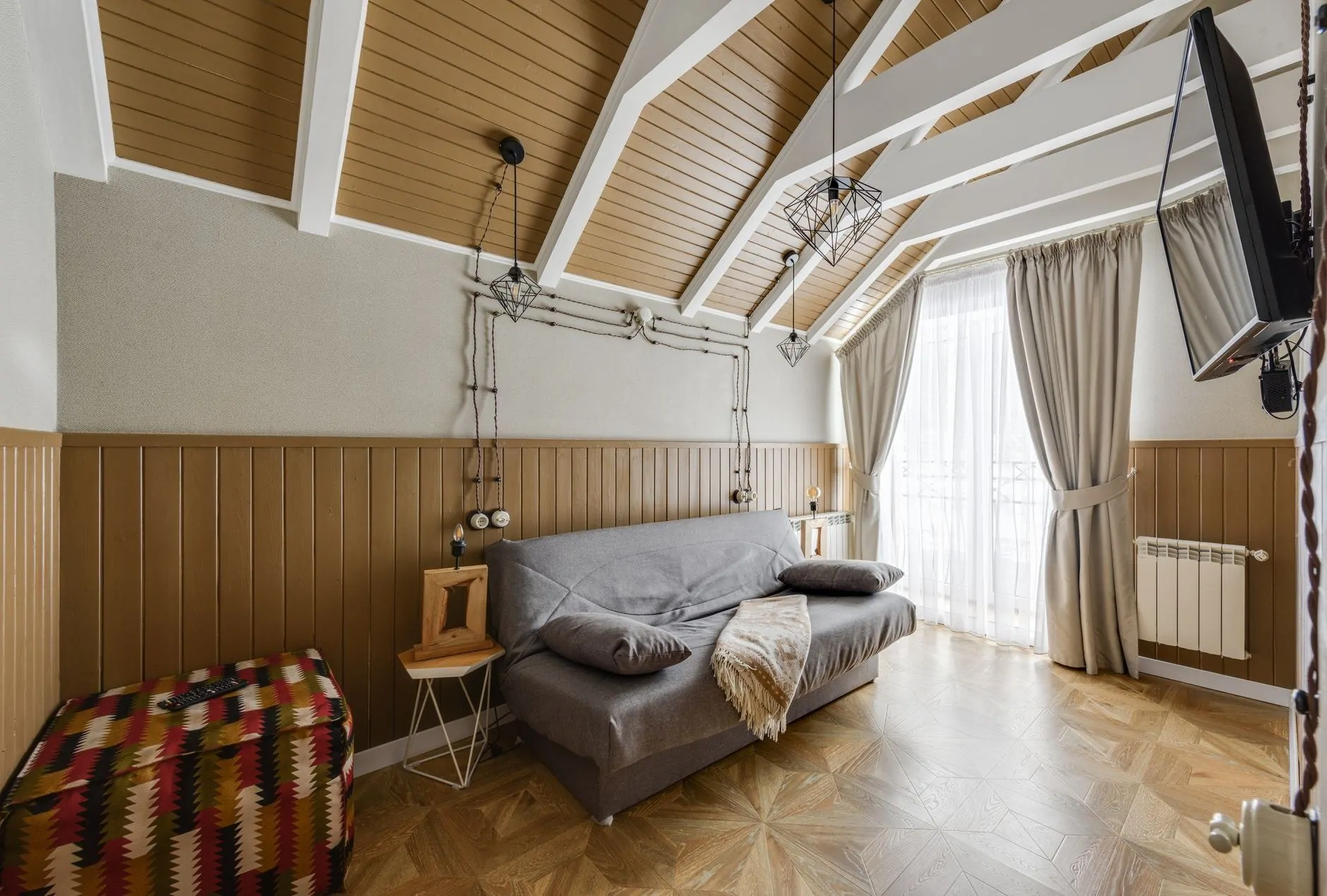 Warm 2026 Scandinavian interior with wood texture and muted color