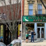 West Elm and Russ & Daughters storefronts shown side by side.