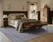 Bedroom styled with a blue Morris and Co rug from the Ruggable Unfinished Works collection