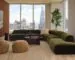 Olive curved sectional from the Casa Dean collection in a bright modern living room